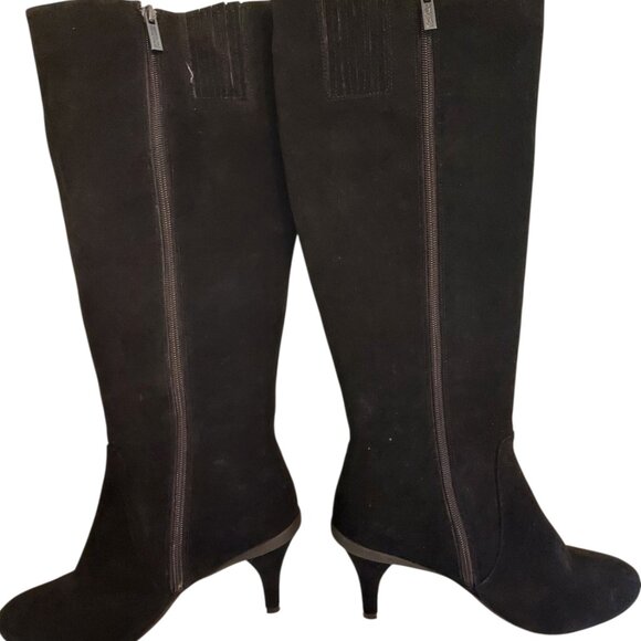 NWOT Kenneth Cole Tall Black Suede Boots-Size 8 - Picture 2 of 9